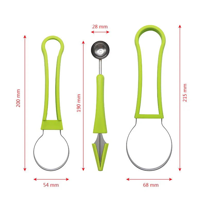 Three-in-One Stainless Steel Multi-Purpose Fruit Ball Excavator Spoon